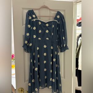 Ivy City Co Blue Dress with Daisy Print